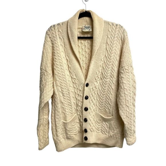 Carraig Donn Other - CARRAIG DONN ARAN Ireland Cream Wool Button Front Cardigan Sweater Cream M